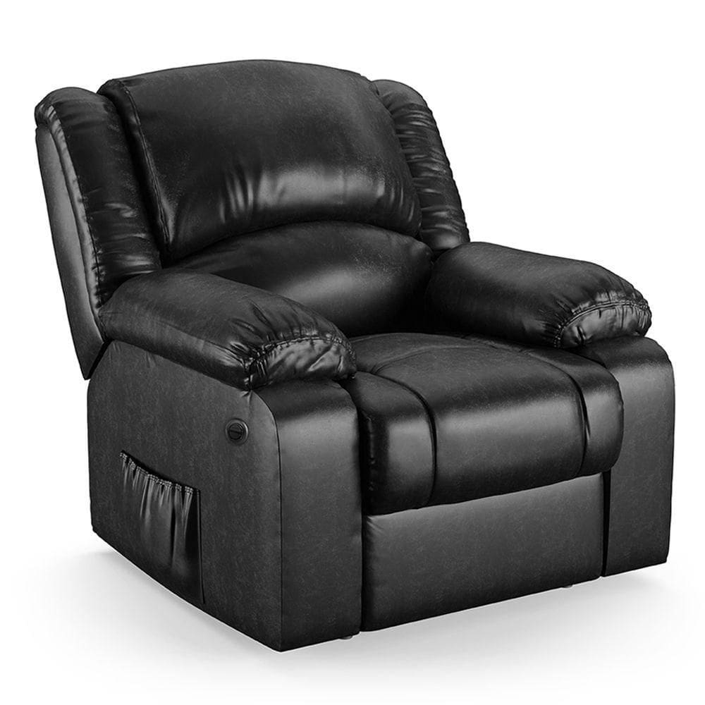 Poltrona Do Papai Reclinável Melim Power Elétrica Massagem Pu Fh1 - D`rossi Cor Preto