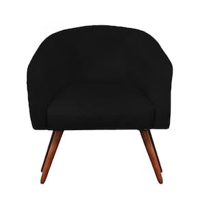 Poltrona Bianca Com Tressê Suede Pés Palito Castanho - D`rossi Cor Preto