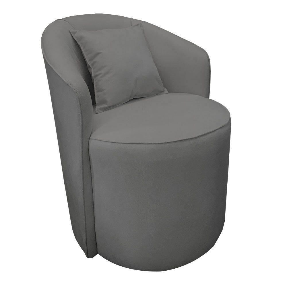 Poltrona Redonda Serena Suede Cinza Base Fixa C05 - D`rossi