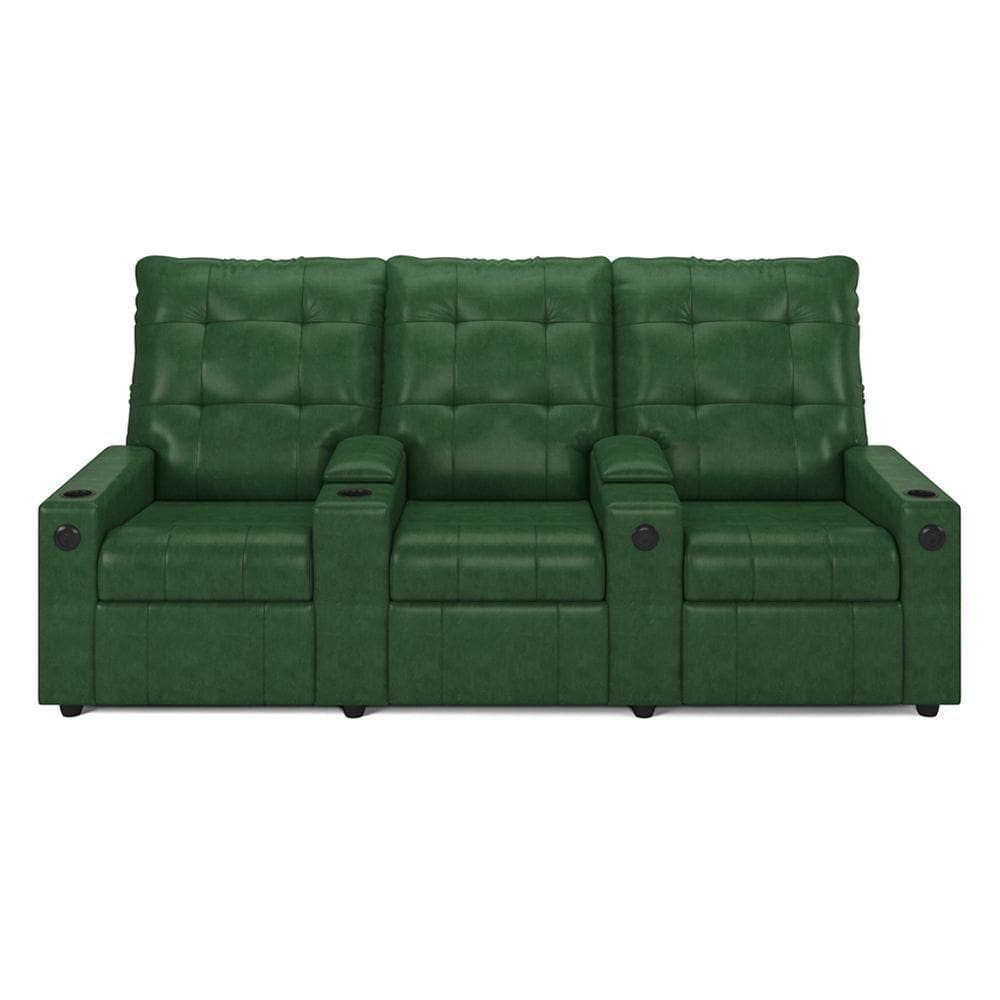 Poltrona Reclinável Para Cinema Parma 3 Lugares Baú Usb Pu Verde Musgo Fh1 - D`rossi