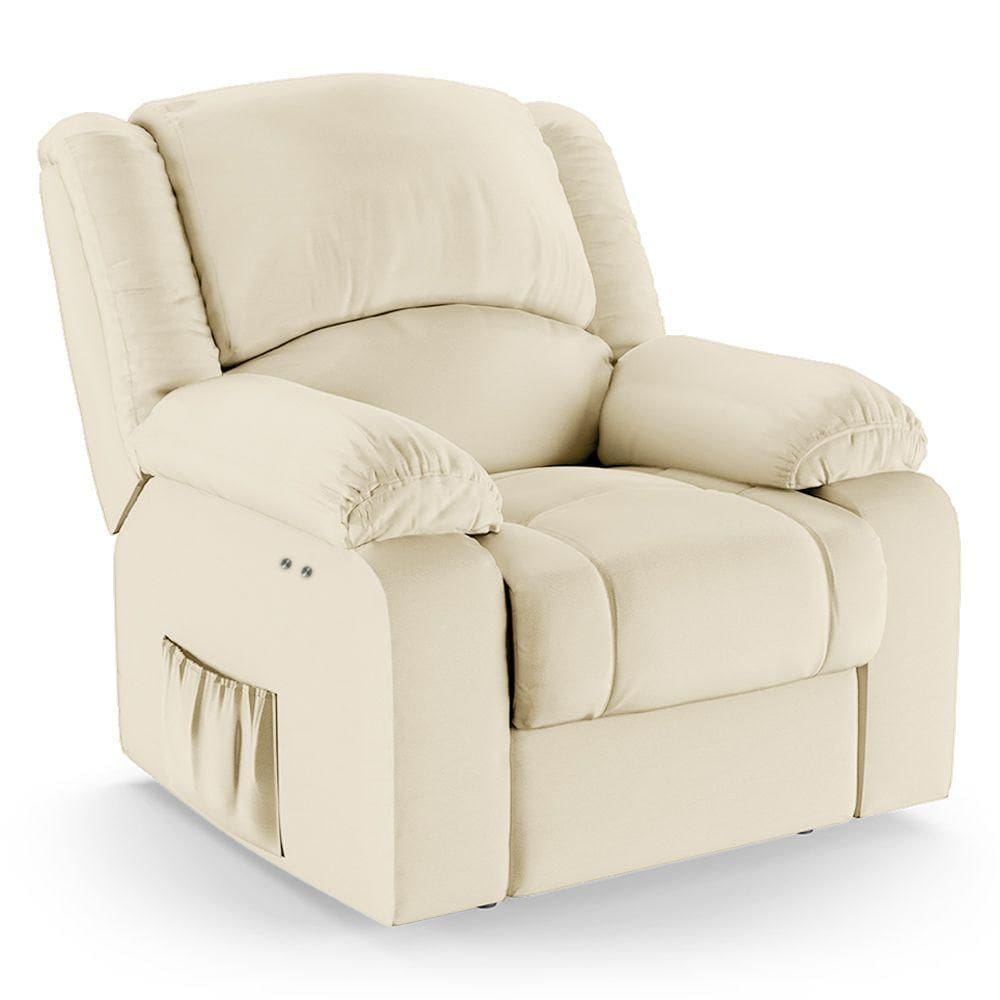 Poltrona Do Papai Reclinável Melim Power Touch Sintético Pu Fh1 - D`rossi Cor Bege