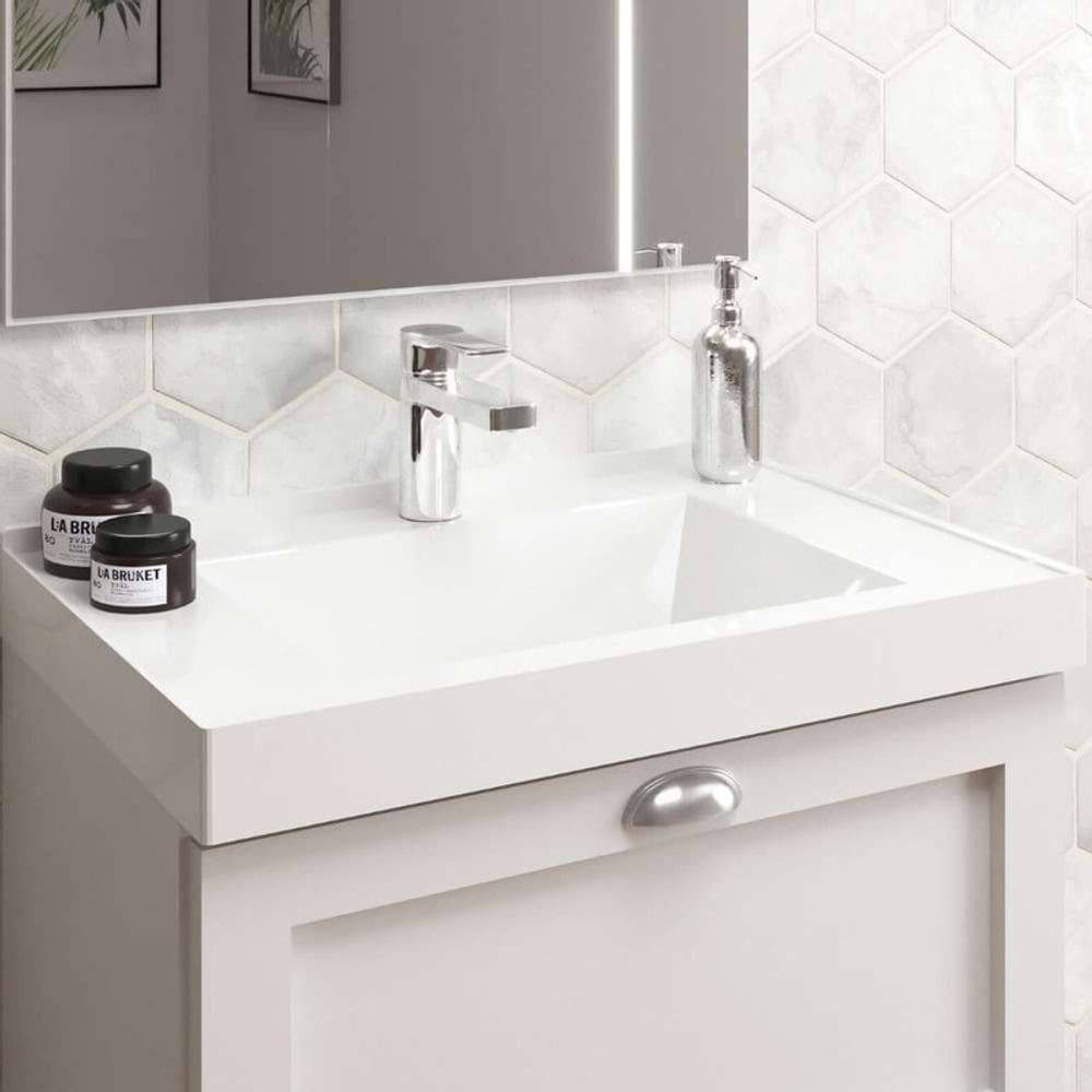 Pia de Banheiro Embutir 60cm Branco Milano - On Móveis