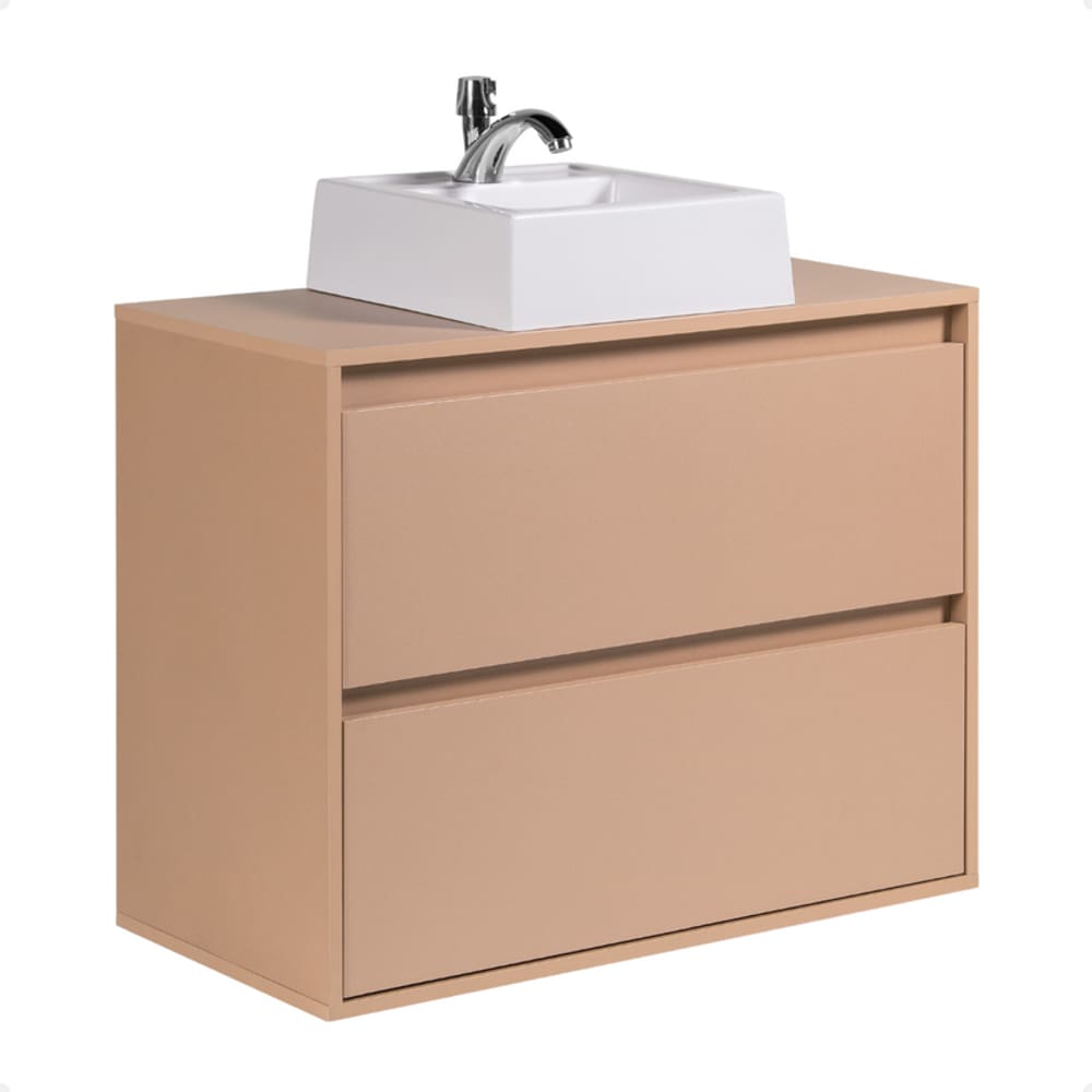 Gabinete para Banheiro com Cuba 80cm Mdf Salmao Dubai - On Móveis