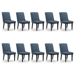 Cadeira Sala De Jantar Base Madeira Preto Kit 10 Sofia Suede Azul Marinho D03 - D`rossi