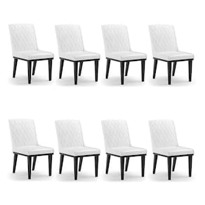 Cadeira Sala De Jantar Base Madeira Preto Kit 8 Sofia Sintético Pu Branco D03 - D`rossi
