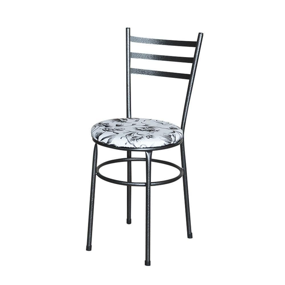 Cadeira Para Mesa Epoxi Preta Craqueada Assento Floral Cor:floral Branco