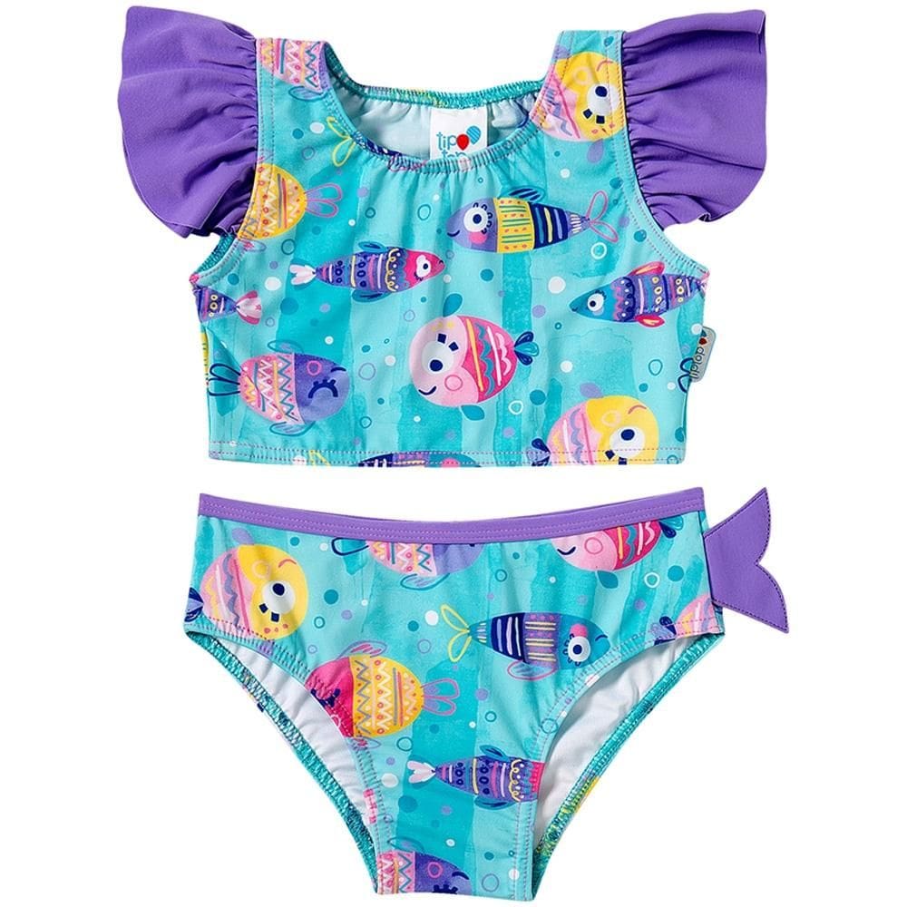 Bíquini Top e Calcinha Peixes Kids Tip Top Turquesa 36863123