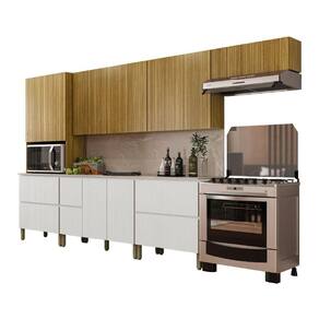 Armário De Cozinha Completa Com Balcão Art Kits Paraná 12 Portas 4 Gavetas Madeirado Branco