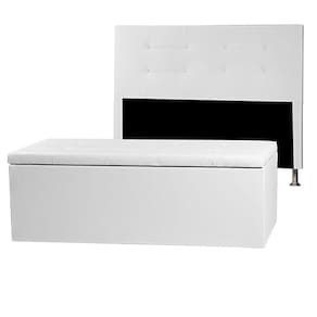 Kit Cabeceira E Calçadeira Baú Casal 1,40m Berlim Corano Branco - Pallazio