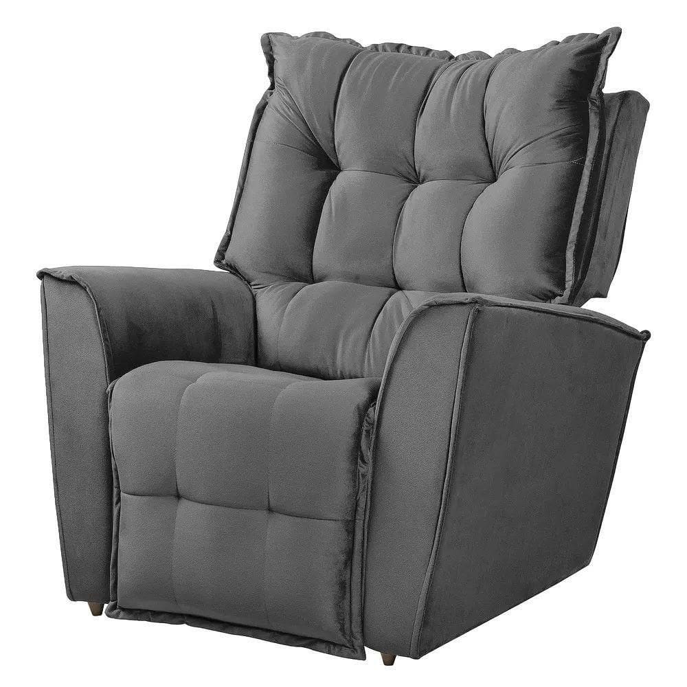 Poltrona Do Papai Reclinável King Veludo Speciale Home Cinza Chumbo