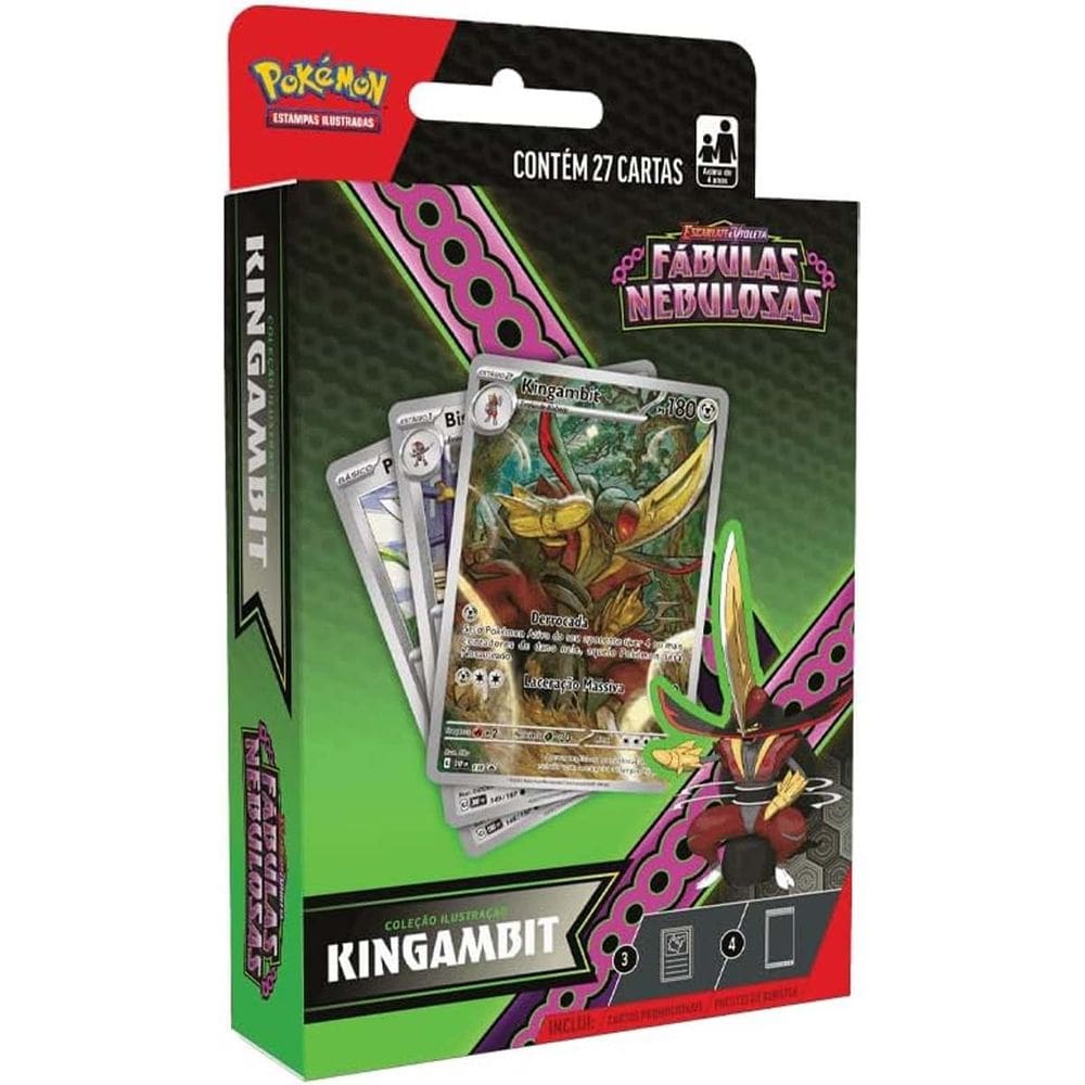 Box Pokemon Coleção Ilustração Kingambit PS180 Copag 27 Cartas