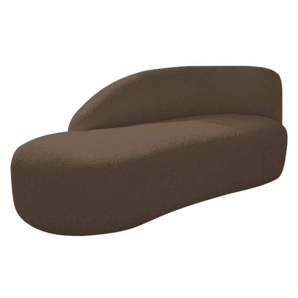 Divã Recamier Curvo Luna 160cm Lado Esquerdo Suede - Doce Sonho Móveis Cor Marrom