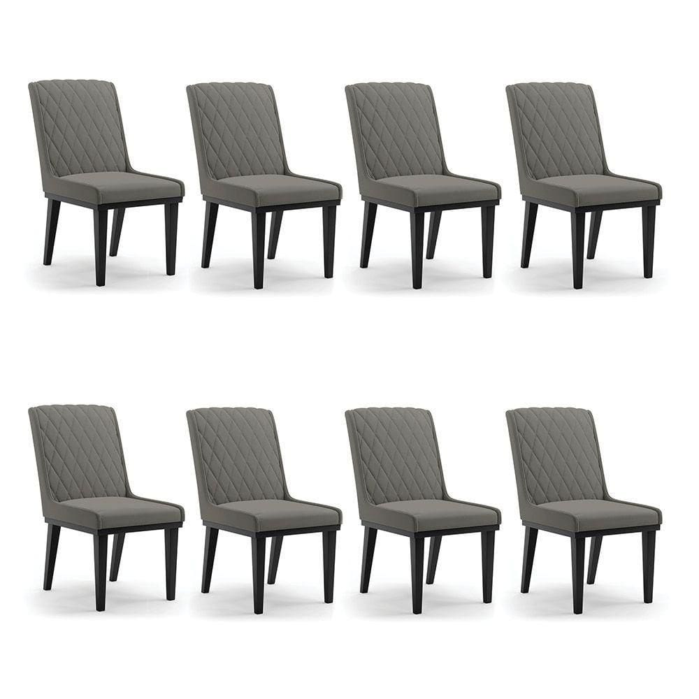 Cadeira Sala De Jantar Base Madeira Preto Kit 8 Sofia Suede Grafite D03 - D`rossi