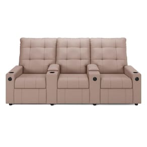 Poltrona Reclinável Para Cinema Parma 3 Lugares Baú Usb Veludo Rosê Fh1 - D`rossi