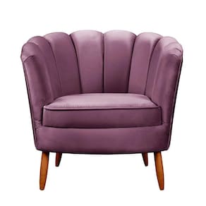Poltrona Ariel Petala Decorativa Com Pés De Madeira Star Confort Roxo