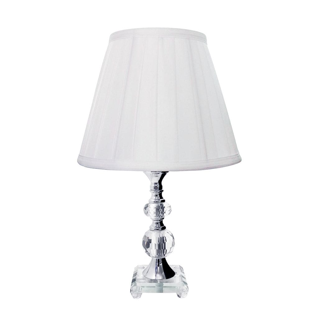 Abajur de Cristal Com Cúpula Drapeada Branca Bivolt 35cm