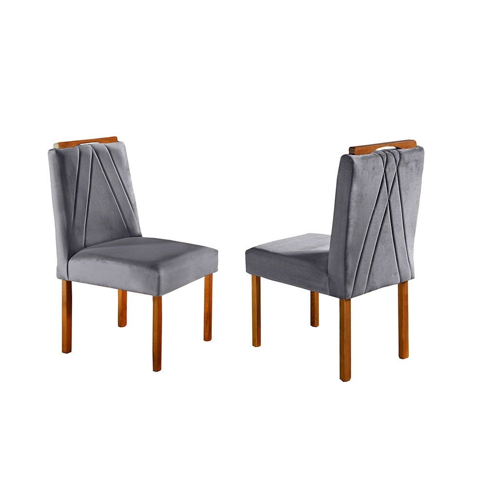 Conjunto Natalle Mesa Redonda 1,2m e 4 Cadeiras Madeira Maciça Móveis Mundial Móveis Mix