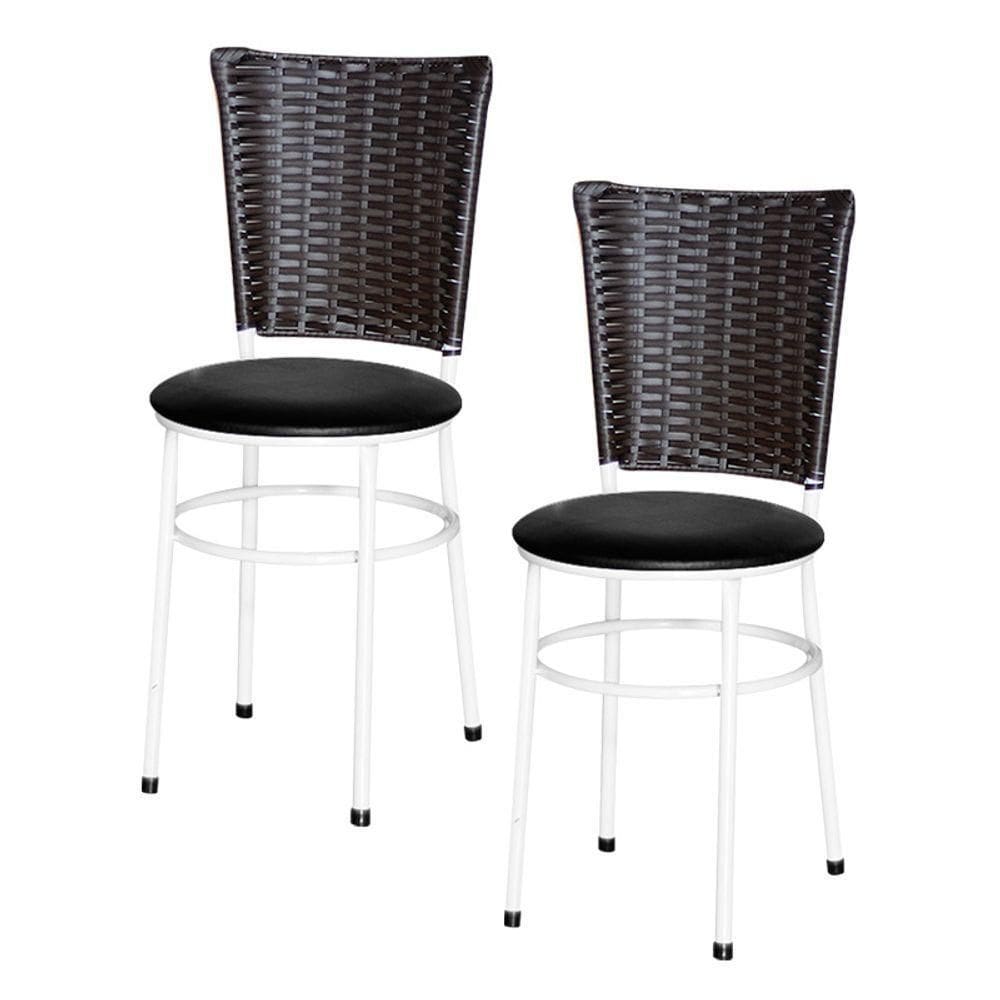 2 Cadeiras Para Mesa Branca Hawai Marrom Cor:preto