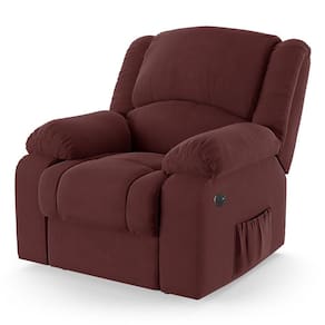 Poltrona Do Papai Reclinável Melim Power Elétrica Usb Veludo Vinho Fh1 - D`rossi