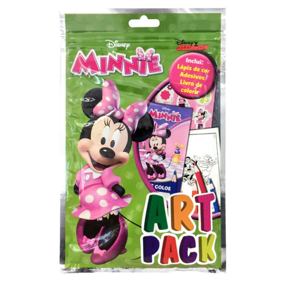 Art Pack - Minnie - Lapis De Cor - Adesivos - Livro De Colorir
