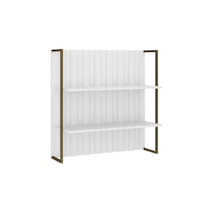 Aéreo Ripado Mdf Branco Com Prateleiras E Tubo Ouro Velho Carraro