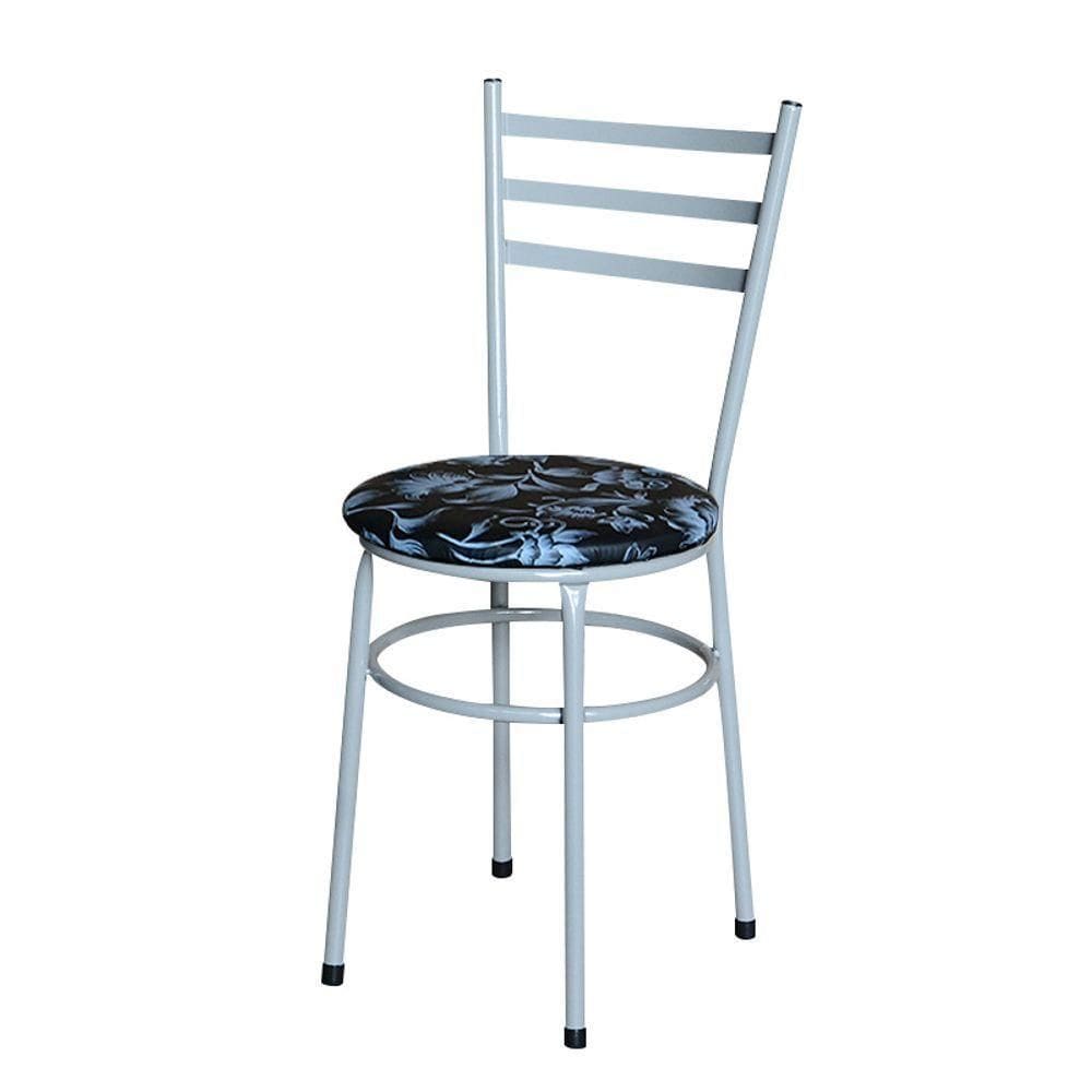 Cadeira Para Mesa Epoxi Cinza Assento Floral Cor:floral Preto