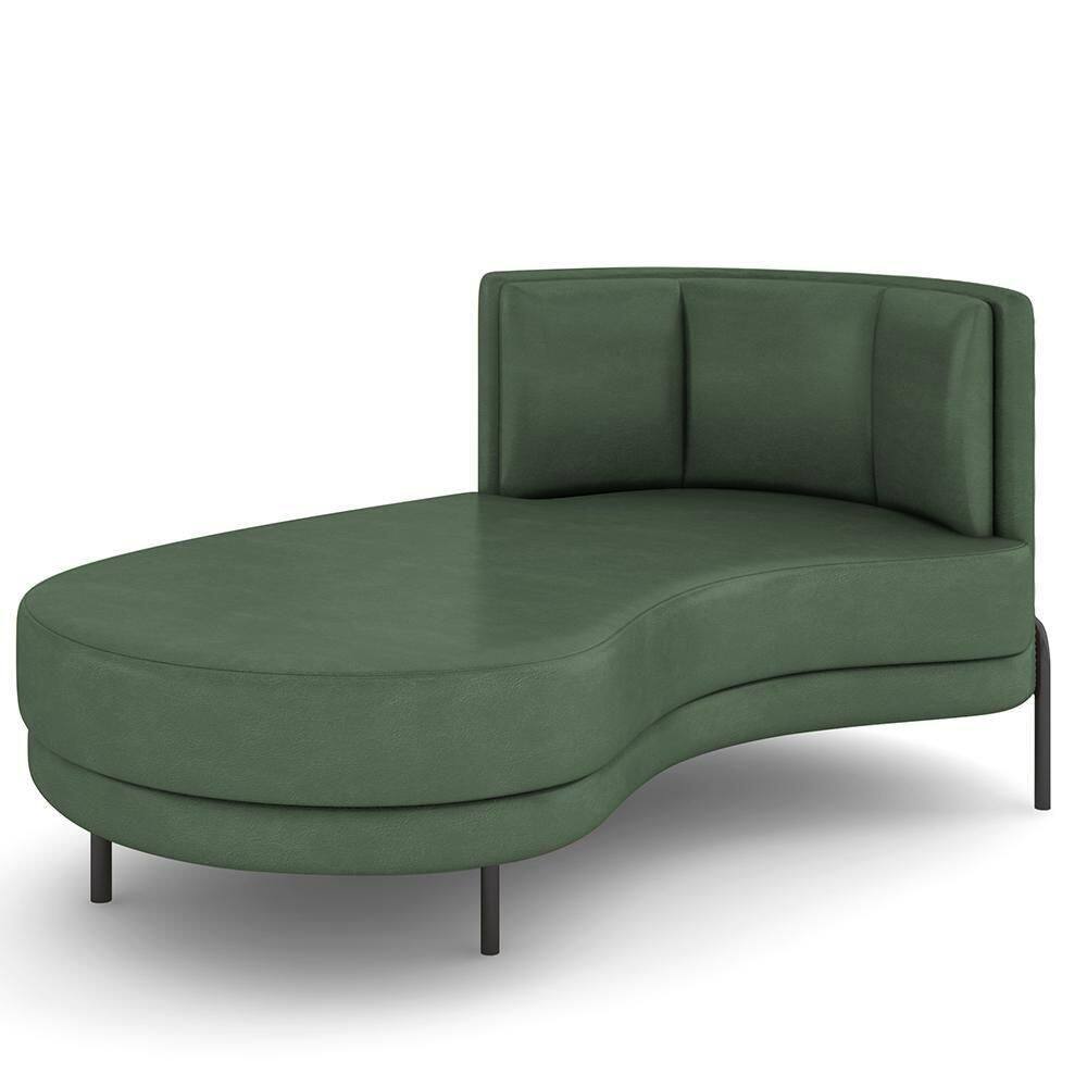 Sofá Chaise Longue Sala De Estar Living Lucca Esquerdo D02 Couríssimo Verde B-89 - Lyam Decor