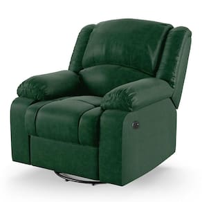 Poltrona Do Papai Reclinável Melim Glider Giratória Usb Pu Fh1 - D`rossi Cor Verde