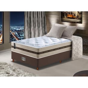 Conjunto Cama Box Solteiro De Molas Ensacadas Cama Inbox Select Basic 88x188x65 Bege