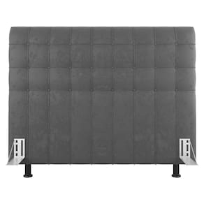 Cabeceira Cama Box Casal King Size Dahlia 195Cm Com Frame Suede Cinza Claro - Abmaza