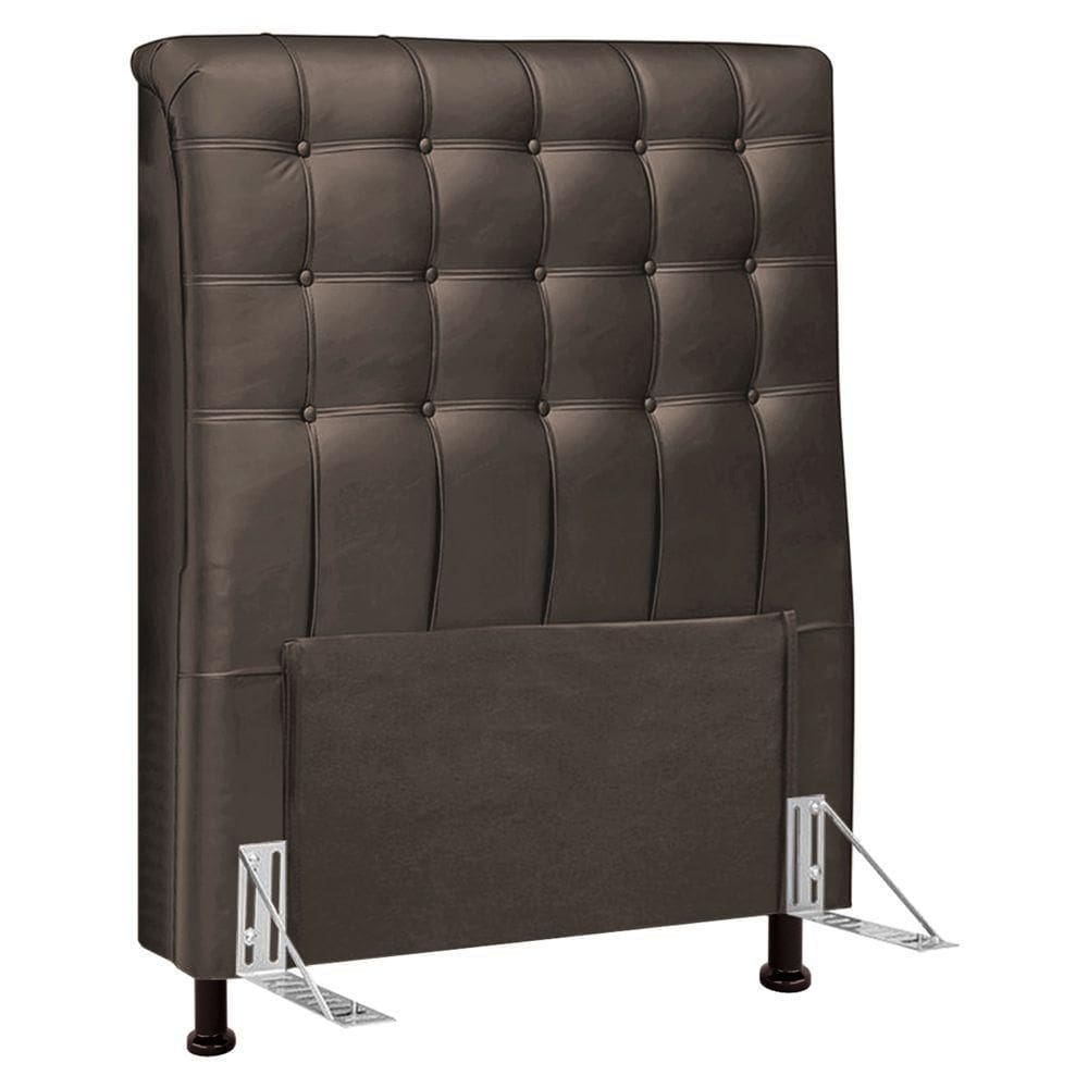 Cabeceira Cama Box Solteiro Ciara 90cm Botonê Com Frame Linho Cacau - Abmaza