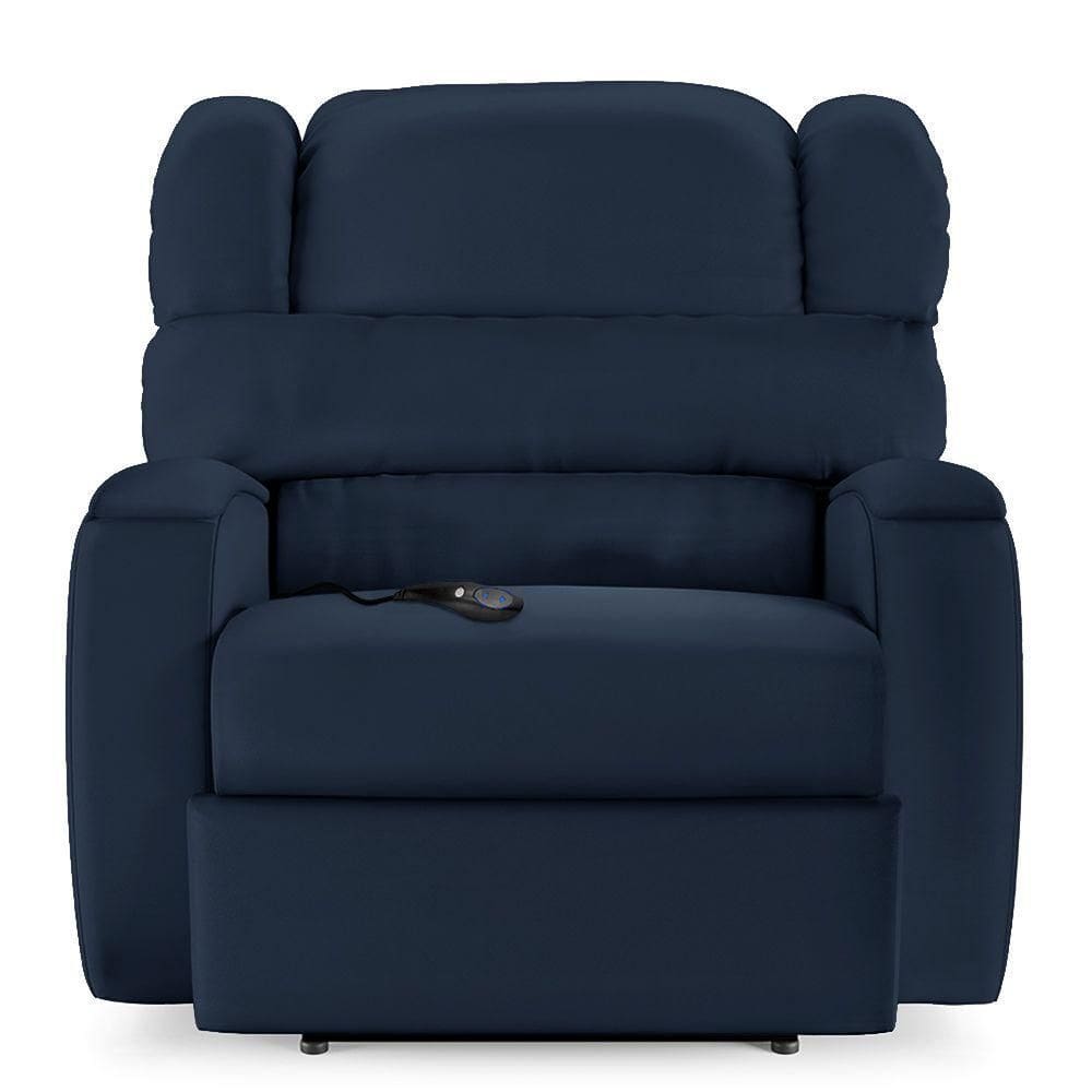 Poltrona Do Papai Sala De Cinema Reclinável Manchester Controle Elétrico Usb Pu Azul
