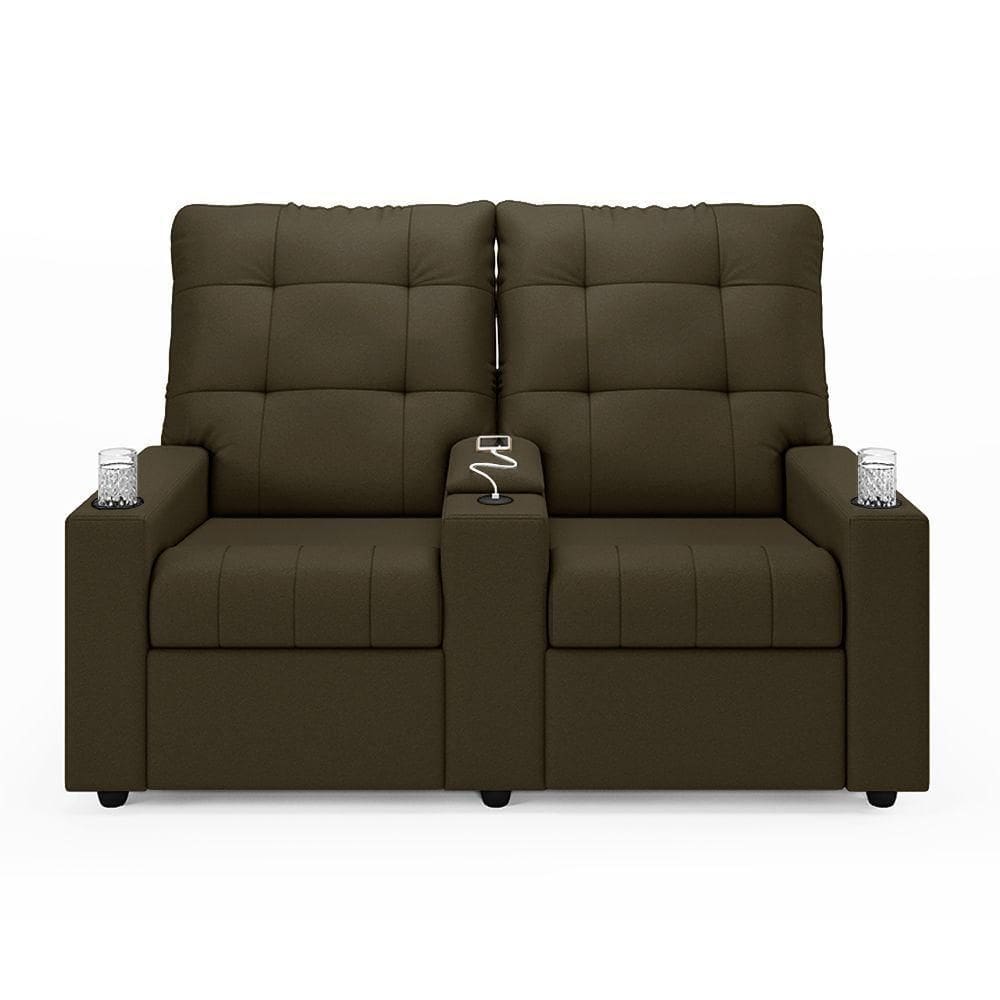 Poltrona Reclinável Para Cinema Parma 2 Lugares Baú Usb Veludo Fh1 - D`rossi Cor Capuccino