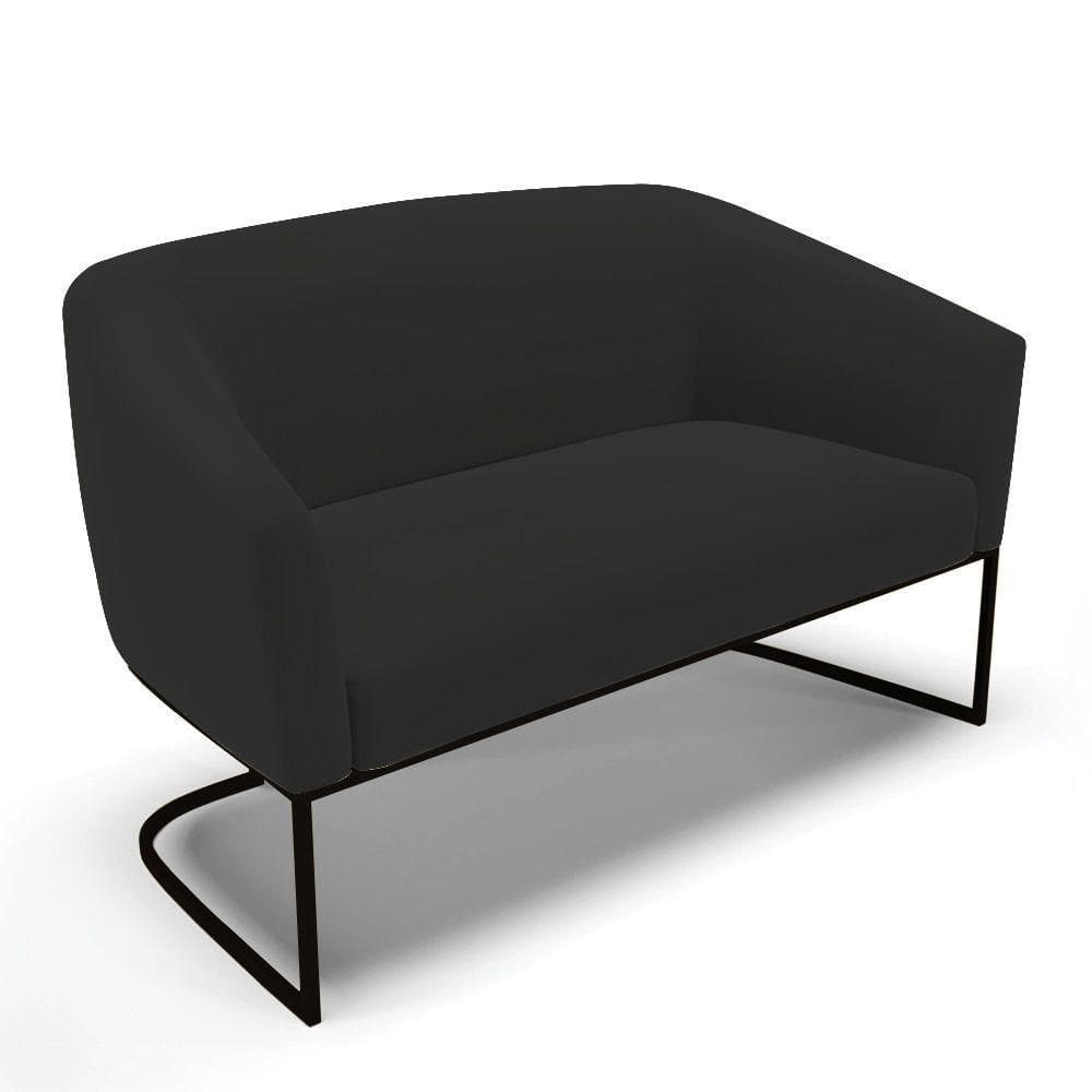 Sofá Namoradeira 2 Lugares Base Industrial Preto Stella Veludo Preto D03 - D`rossi