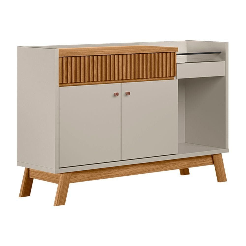 Buffet Aparador Carol 2 Portas Nature E Off White 87x133 Cm L04 - D`rossi