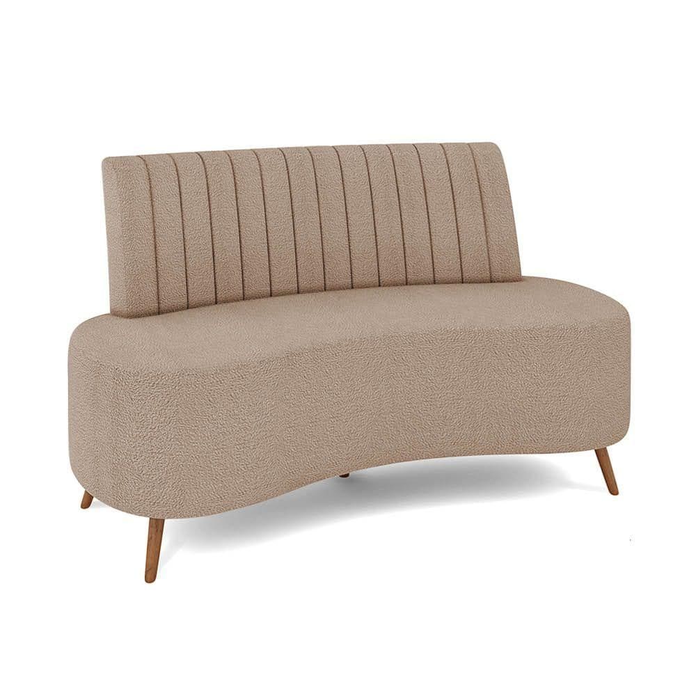 Sofá 2 Lugares Living 135cm Pé Palito Maraú Bouclê Creme K01 - D`rossi