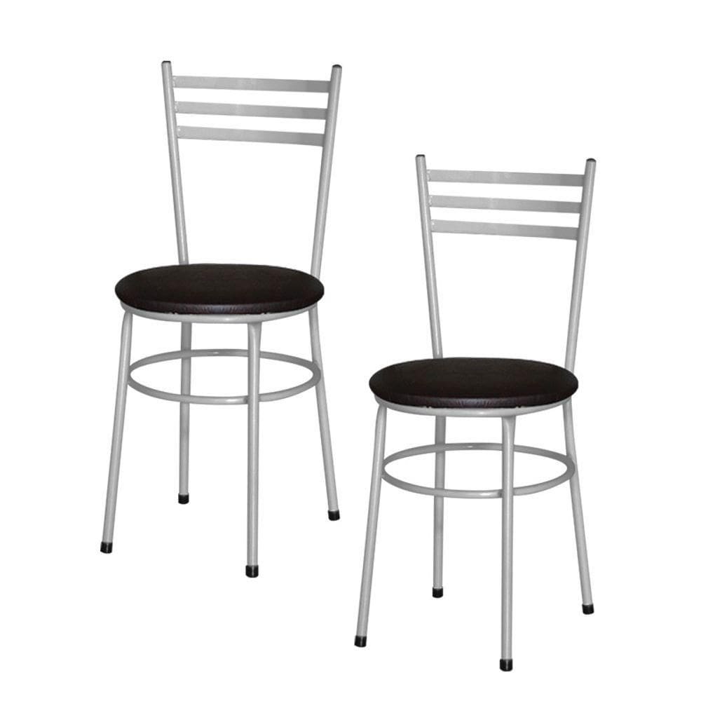 2 Cadeiras Para Mesa Epoxi Cinza Cor:marrom