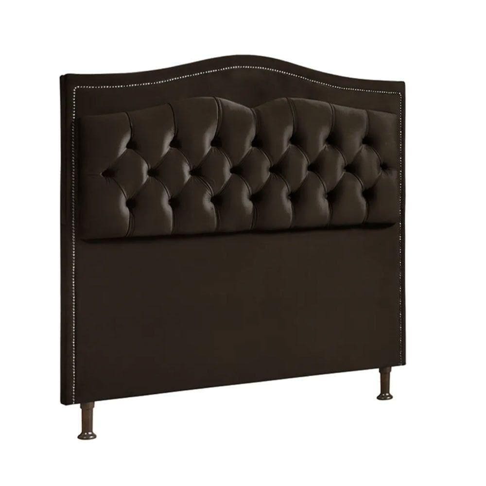 Cabeceira Estofada Holanda Casal Veludo Shop Das Cabeceiras Marrom Chocolate