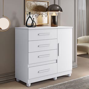 Cômoda Florença 1 Porta 4 Gavetas Benetil Cor:branco