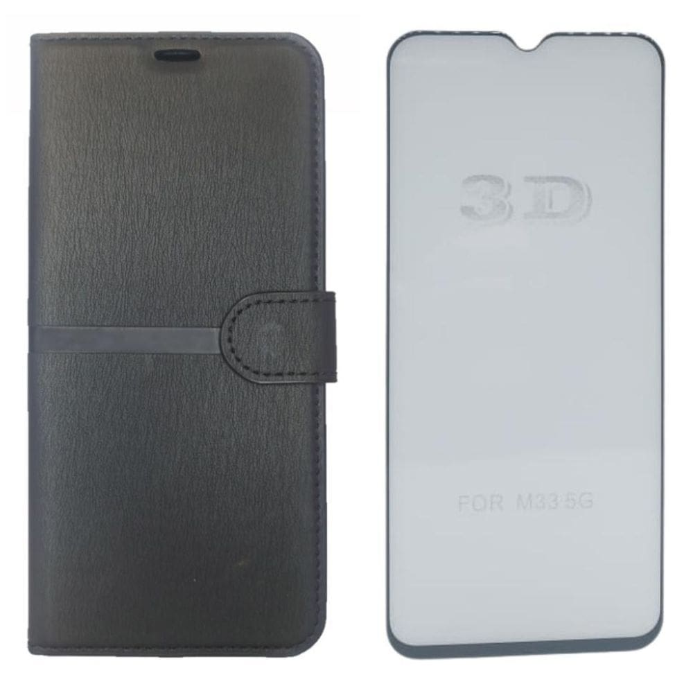 Kit Capa Carteira Compatível Com Samsung M33 + Película 3D