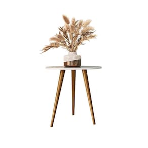 Mesa Redonda Demadero 600 X 600 X 615 Off White Cristal C/ Tp 15mm Onix Off White Cristal