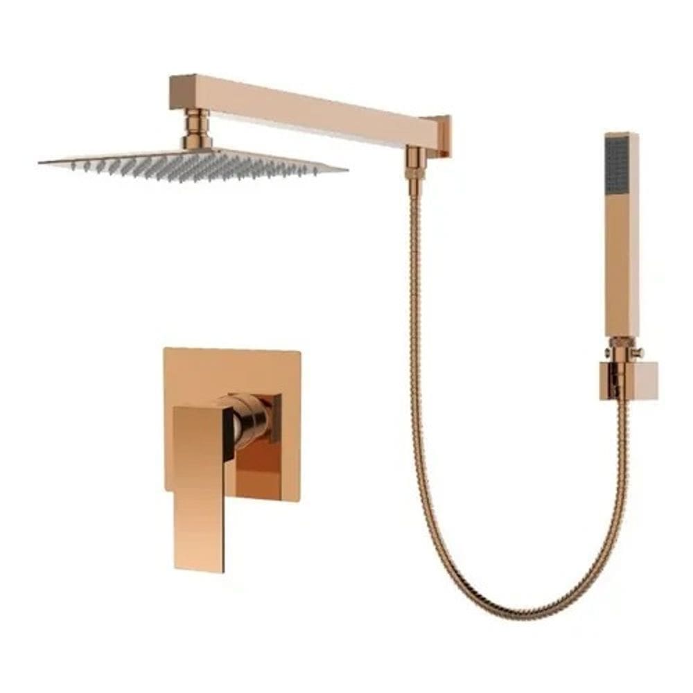 Kit Ducha Desviador 20x20 Rose Gold + Acab Monocomando