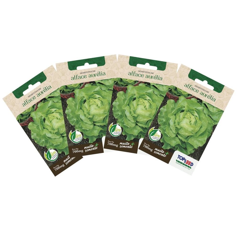 4X Sementes de Alface Aurélia (Manteiga) TOPSEED