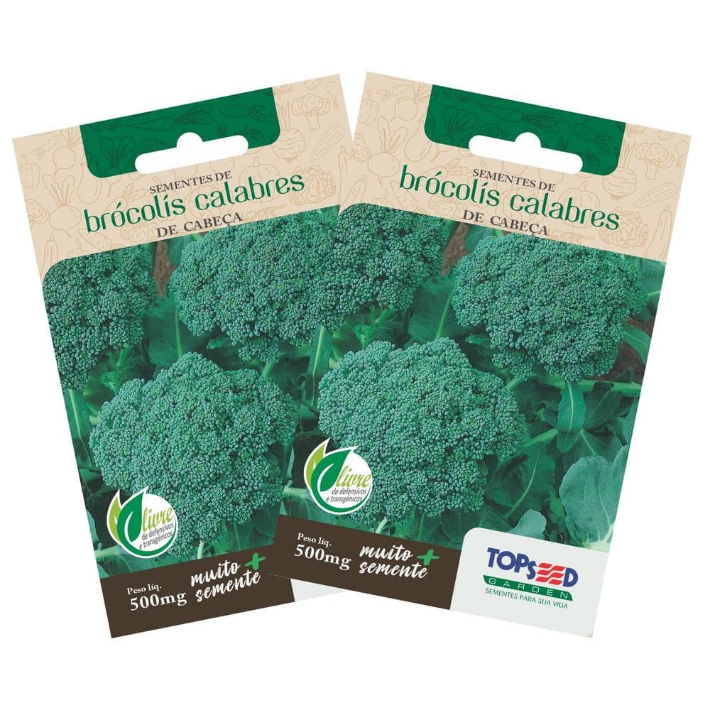 2X Sementes de Brócolis Calabrês de Cabeça TOPSEED
