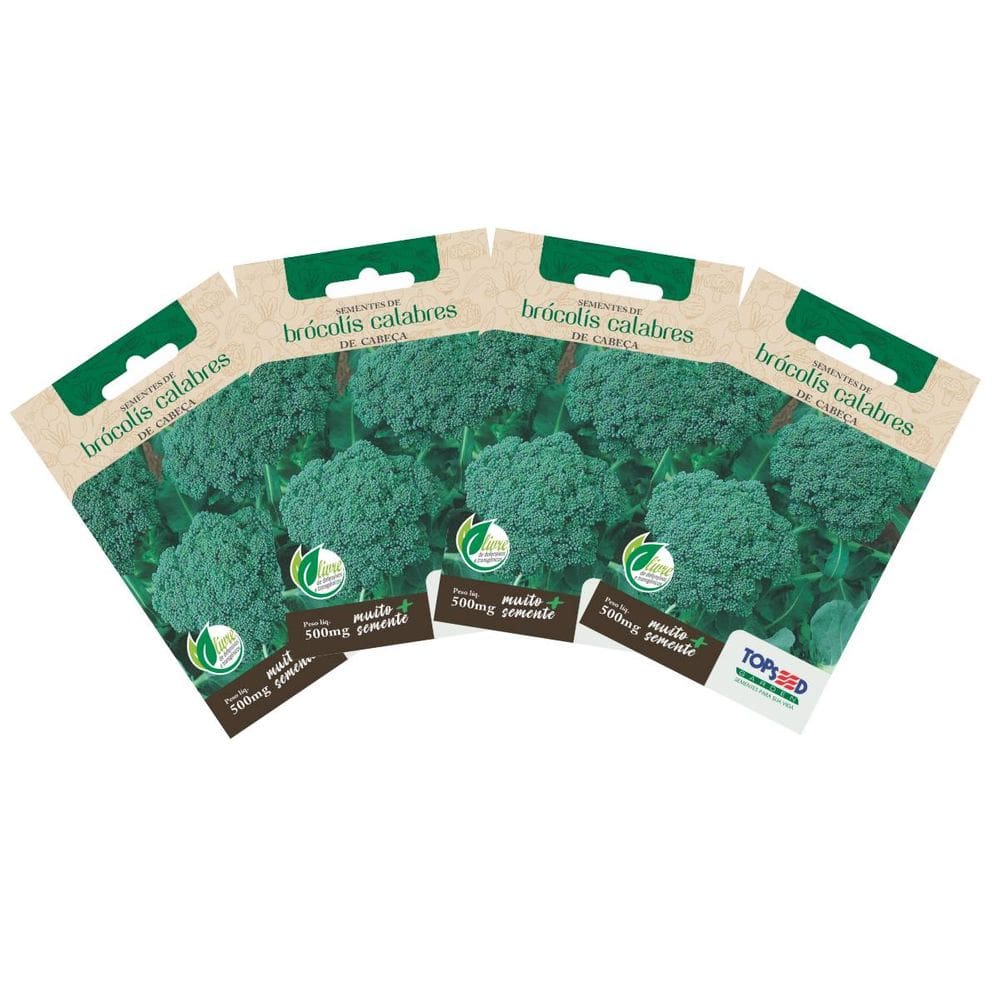 4X Sementes de Brócolis Calabrês de Cabeça TOPSEED