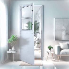 Porta Social Lambril Alumínio 2,10 X 90 Lado Direito Branco Branco