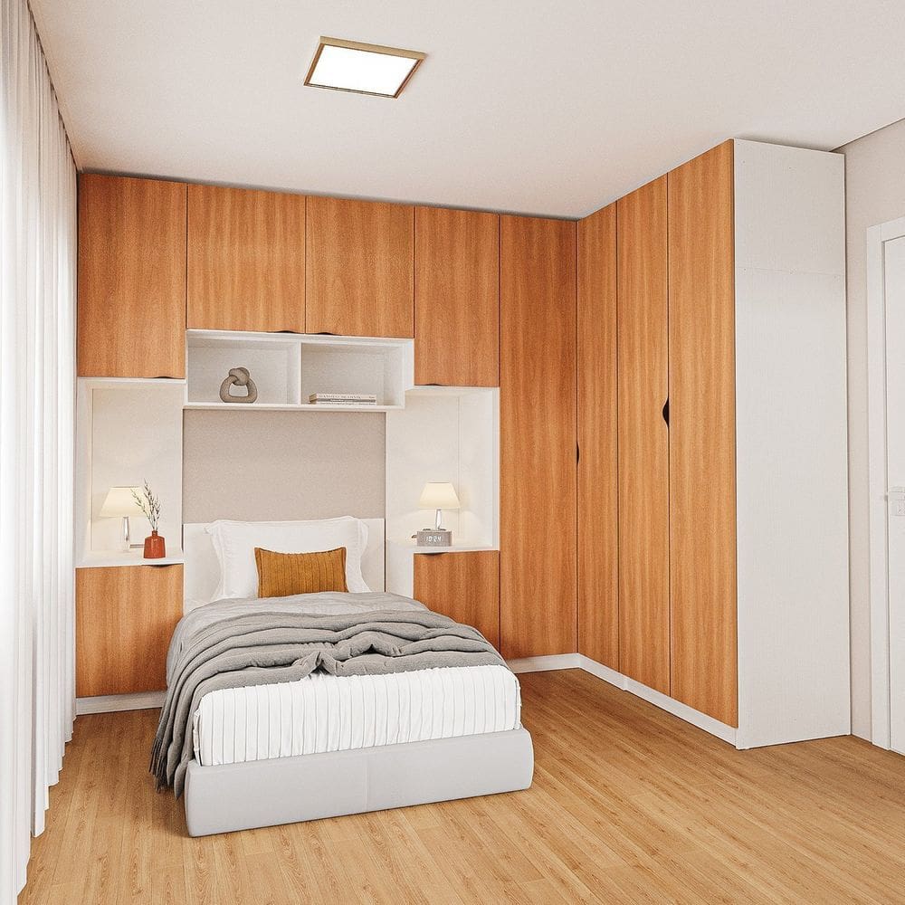 Guarda-roupa Modulado de Canto 10 Portas 6 Peças Hera Cabecasa Madeiramadeira Branco Geada/Louro/Preto