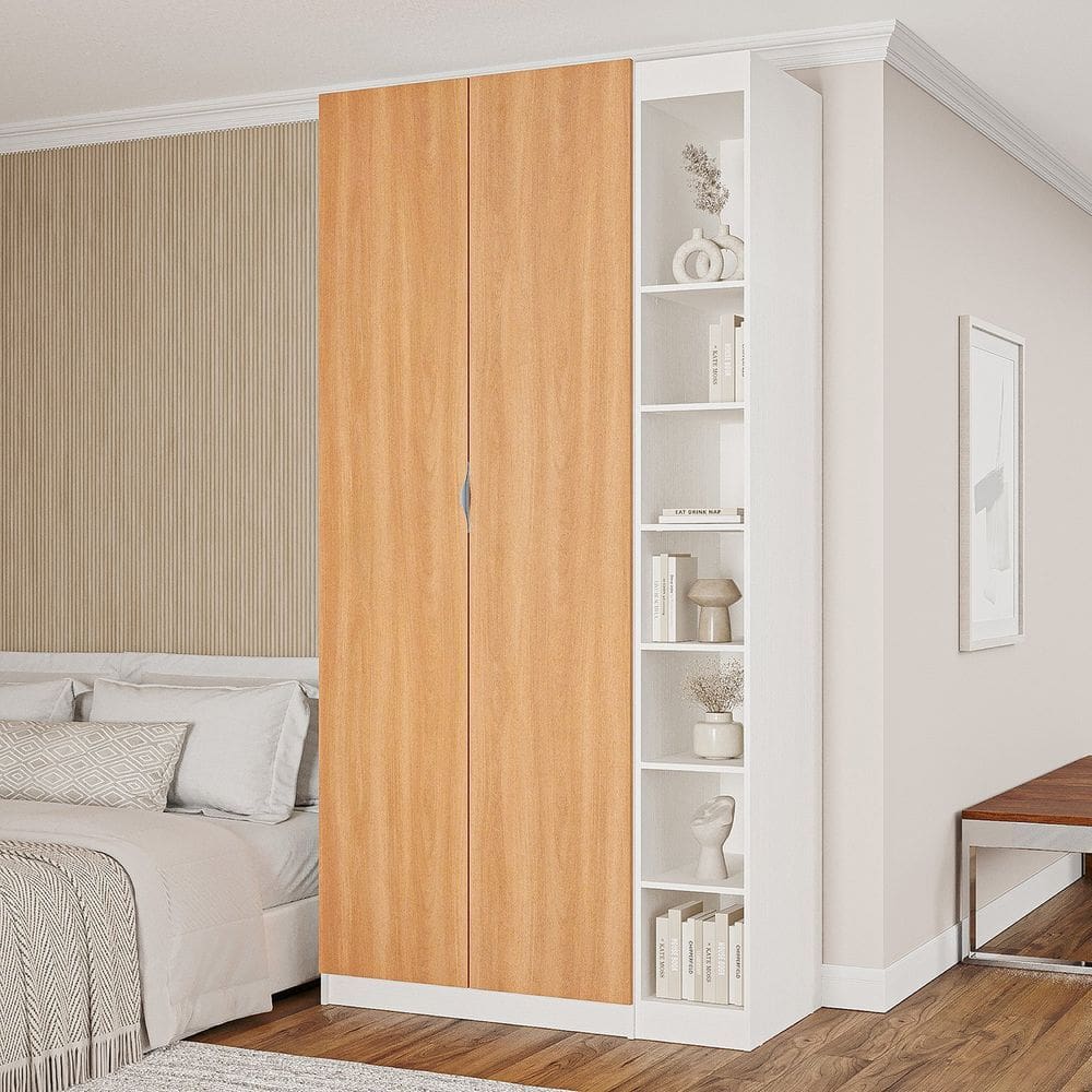 Guarda-roupa Modulado 2 Portas 3 Peças Hera Cabecasa Madeiramadeira Branco Geada/Louro/Cinza