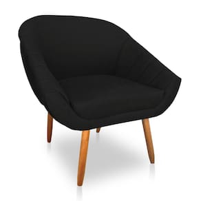 Poltrona Bianca Suede Preto Pés Palito Castanho