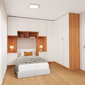 Guarda-roupa Modulado de Canto 10 Portas 6 Peças Hera Cabecasa Madeiramadeira Louro/Branco Geada/Preto
